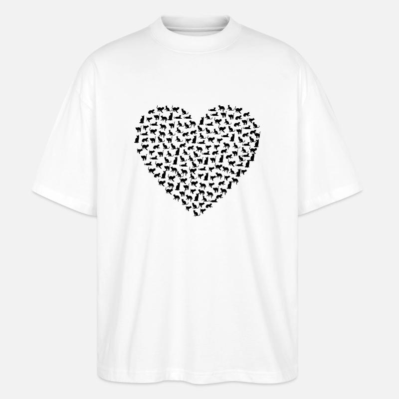 Katzen Herz - Stanley/Stella Oversized Unisex Bio T-Shirt Blaster 2.0 - Weiß