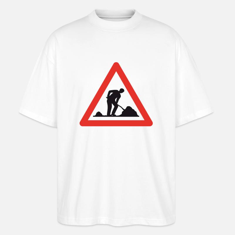 Caution road work! - Stanley/Stella Oversized Unisex Organic T-shirt Blaster 2.0 - white