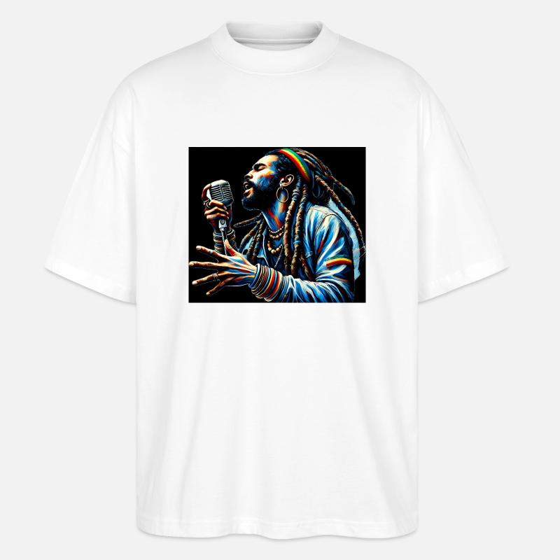 Vibrations des dreadlocks - T-shirt bio Blaster 2.0 coupe oversize Stanley/Stella Unisexe - blanc