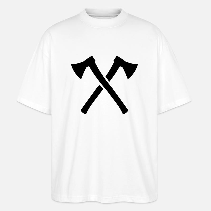 Gekreuzte Äxte - Stanley/Stella Oversized Unisex Bio T-Shirt Blaster 2.0 - Weiß