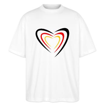 Deutschland herz - Stanley/Stella Oversized Unisex Bio T-Shirt Blaster 2.0 - Weiß - Vorne - Alina (178cm) & Michal (187cm)