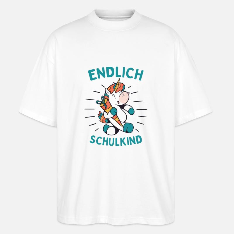 Endlich Schulkind - Stanley/Stella Oversized Unisex Bio T-Shirt Blaster 2.0 - Weiß