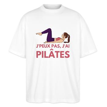 Je peux pas j ai pilates yoga gym - T-shirt bio Blaster 2.0 coupe oversize Stanley/Stella Unisexe - blanc - Devant - Alina (178cm) & Michal (187cm)