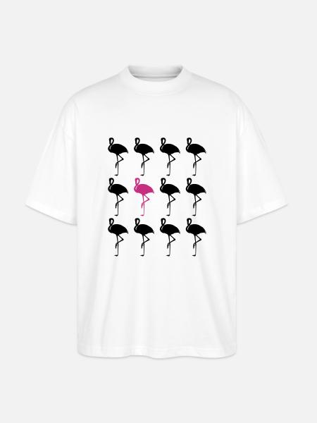 FLAMINGO MULTI - Stanley/Stella Oversized Unisex Organic T-shirt Blaster 2.0 - white