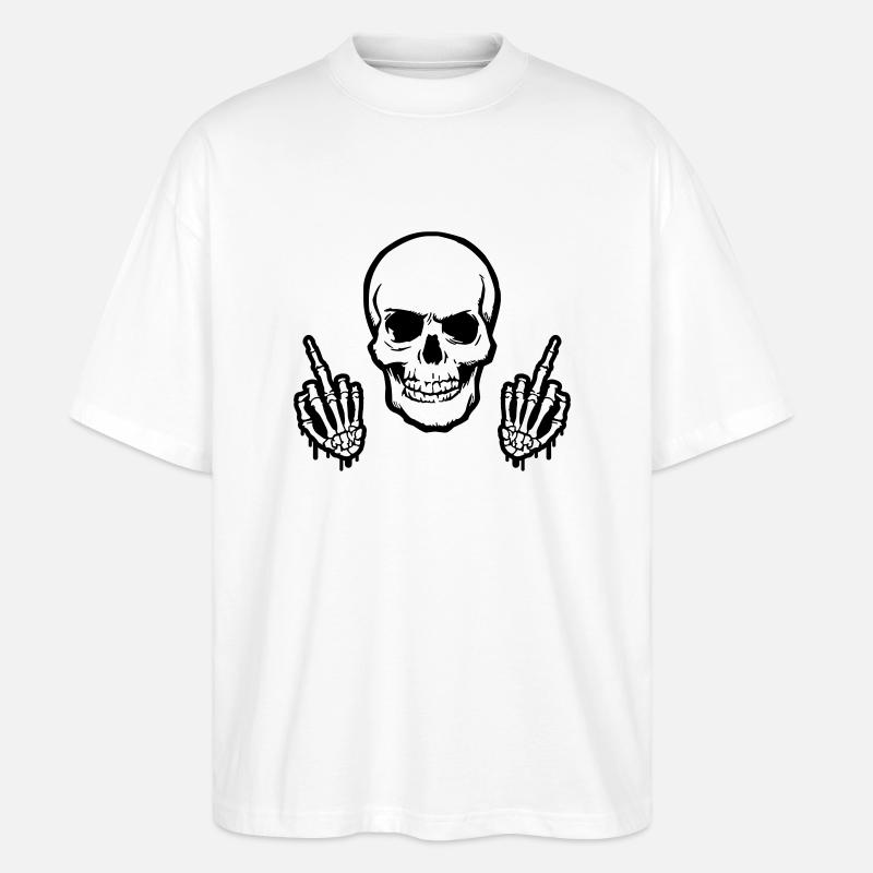 skull middlefinger - Stanley/Stella Oversized Unisex Bio T-Shirt Blaster 2.0 - Weiß