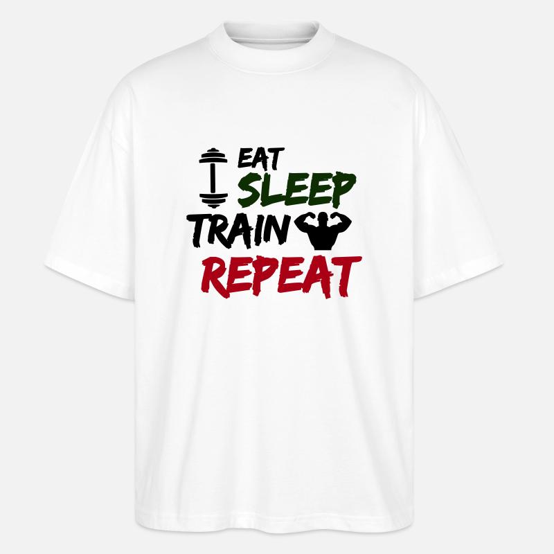 manger dormir train répéter - T-shirt bio Blaster 2.0 coupe oversize Stanley/Stella Unisexe - blanc