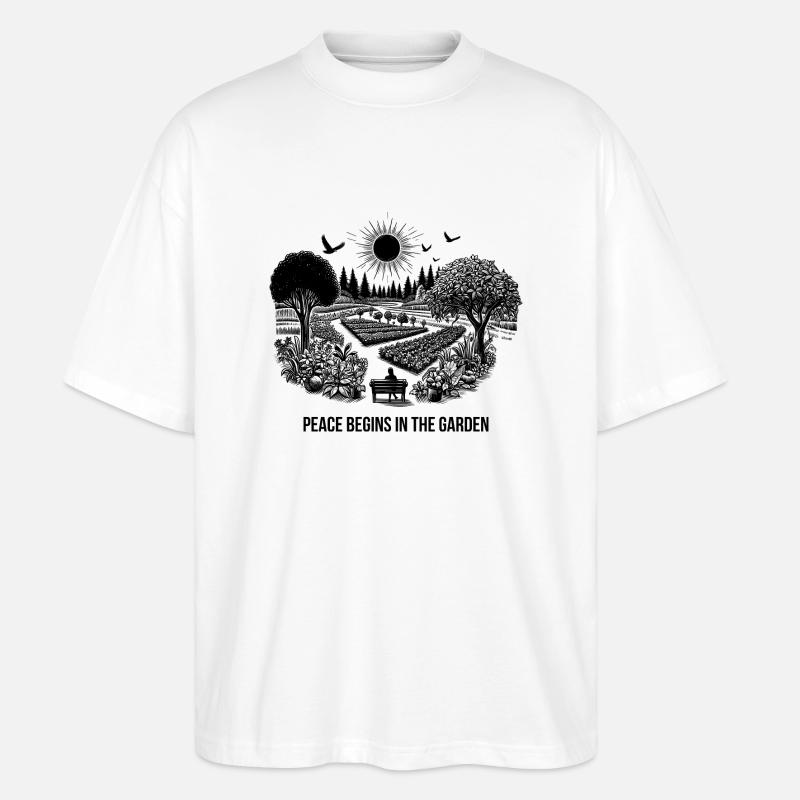 Frieden beginnt im Garten - Stanley/Stella Oversized Unisex Bio T-Shirt Blaster 2.0 - Weiß