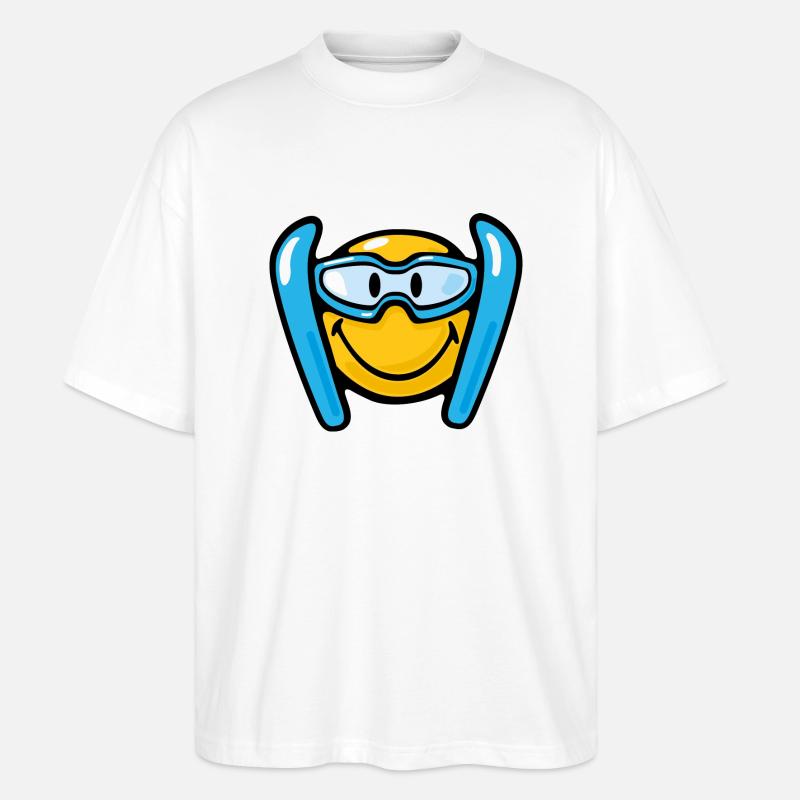 Smiley Skiing - Stanley/Stella Oversized Unisex Bio T-Shirt Blaster 2.0 - Weiß