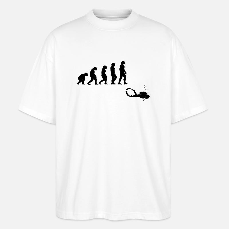 Evolution diving with a device - Stanley/Stella Oversized Unisex Organic T-shirt Blaster 2.0 - white