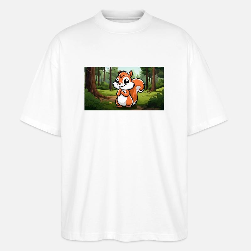 Niedliches Eichhörnchen im Wald - Stanley/Stella Oversized Unisex Bio T-Shirt Blaster 2.0 - Weiß