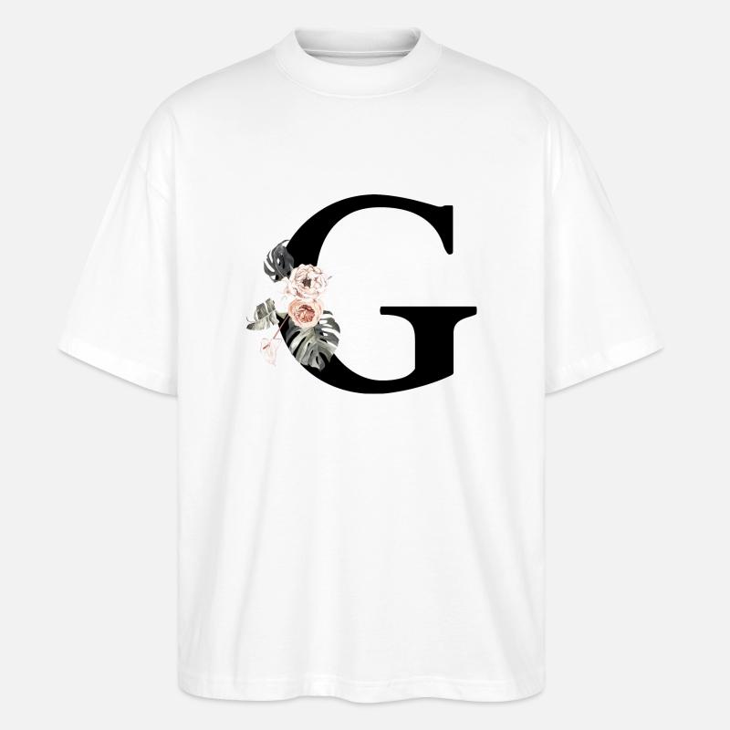 Tropischer Blumenbuchstabe g - Stanley/Stella Oversized Unisex Bio T-Shirt Blaster 2.0 - Weiß