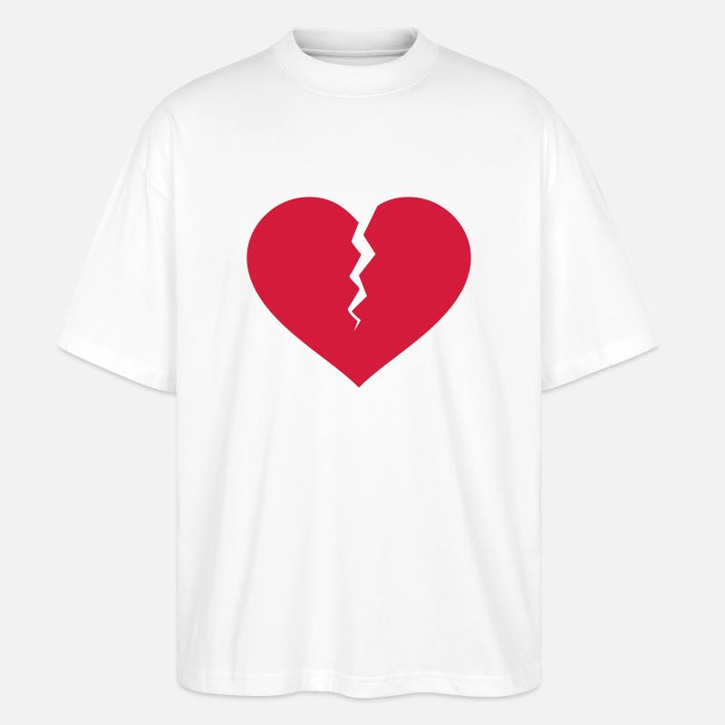gebrochenes Herz - Stanley/Stella Oversized Unisex Bio T-Shirt Blaster 2.0 - Weiß