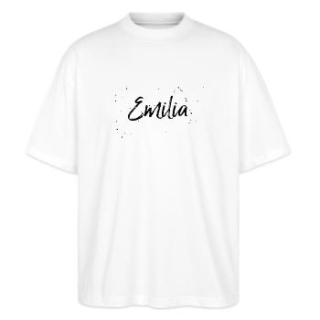 Emilia - Stanley/Stella Oversized Unisex Bio T-Shirt Blaster 2.0 - Weiß - Vorne - Alina (178cm) & Michal (187cm)