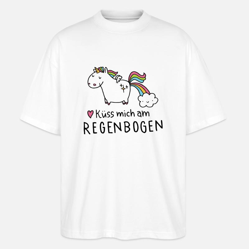 Kü mich am Regenbogen - Stanley/Stella Oversized Unisex Bio T-Shirt Blaster 2.0 - Weiß