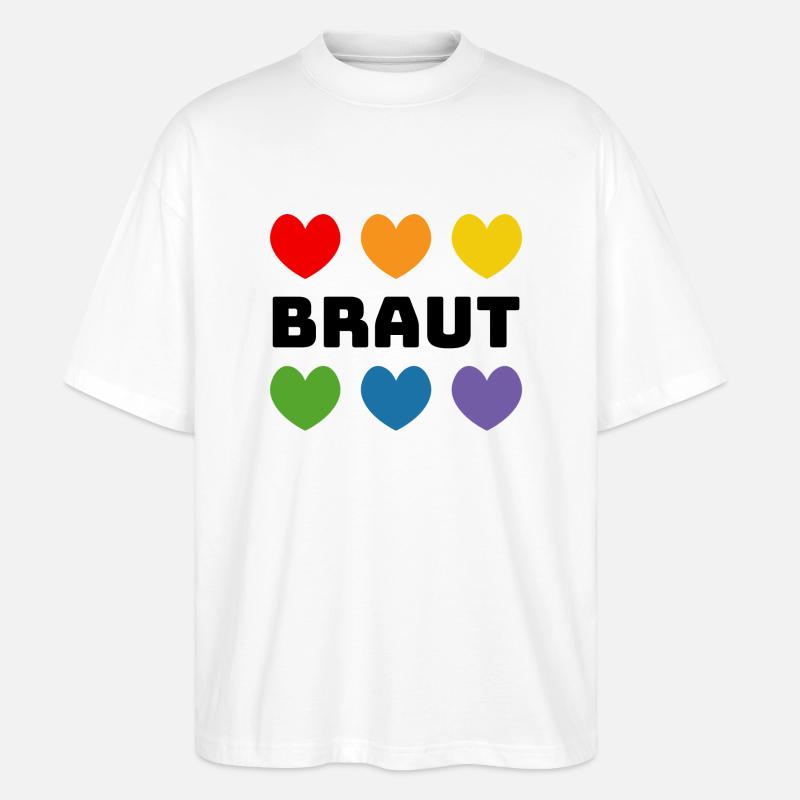 Regenbogenherzchen Braut schwarz - Stanley/Stella Oversized Unisex Bio T-Shirt Blaster 2.0 - Weiß