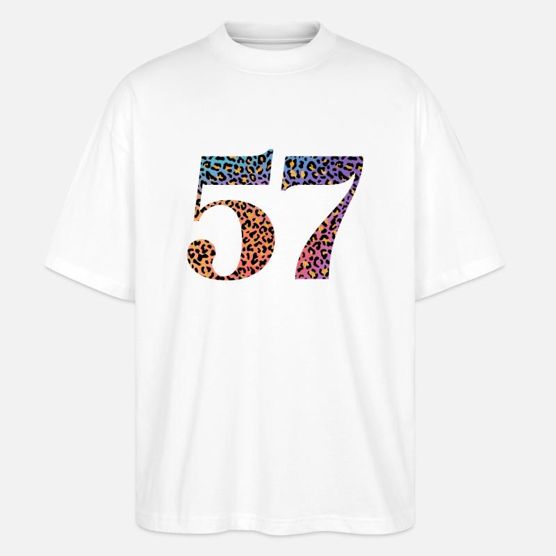 57e anniversaire léopard - T-shirt bio Blaster 2.0 coupe oversize Stanley/Stella Unisexe - blanc