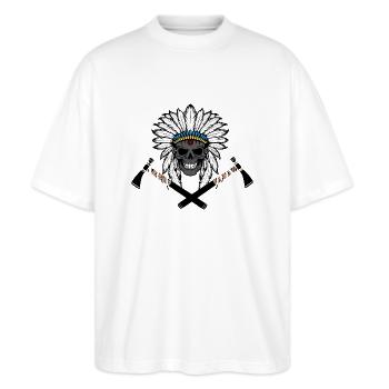 Black Orange Illustrated Cool Dog T Shirt 62 - Stanley/Stella Oversized Unisex Organic T-shirt Blaster 2.0 - white - Front - Alina (178cm) & Michal (187cm)