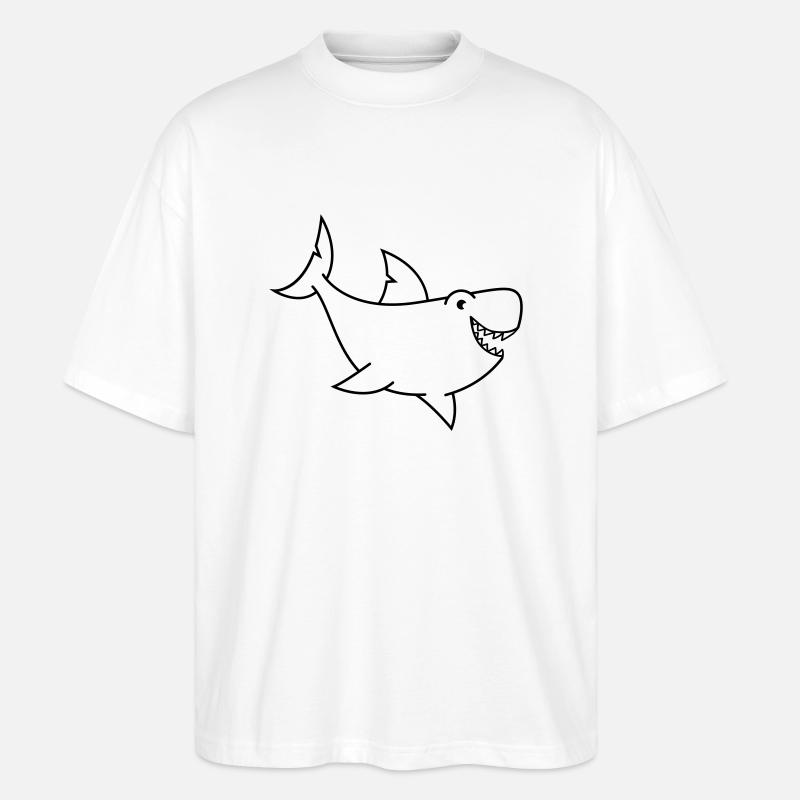 Bande dessinée de requin - T-shirt bio Blaster 2.0 coupe oversize Stanley/Stella Unisexe - blanc