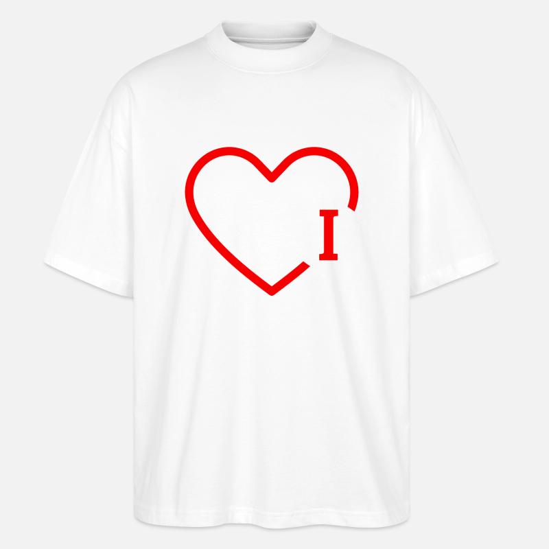 Buchstabe I Rotes Herz - Stanley/Stella Oversized Unisex Bio T-Shirt Blaster 2.0 - Weiß