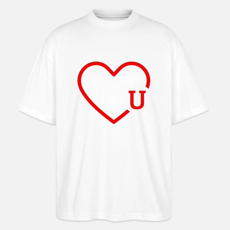 Buchstabe U Rotes Herz - Stanley/Stella Oversized Unisex Bio T-Shirt Blaster 2.0 - Weiß