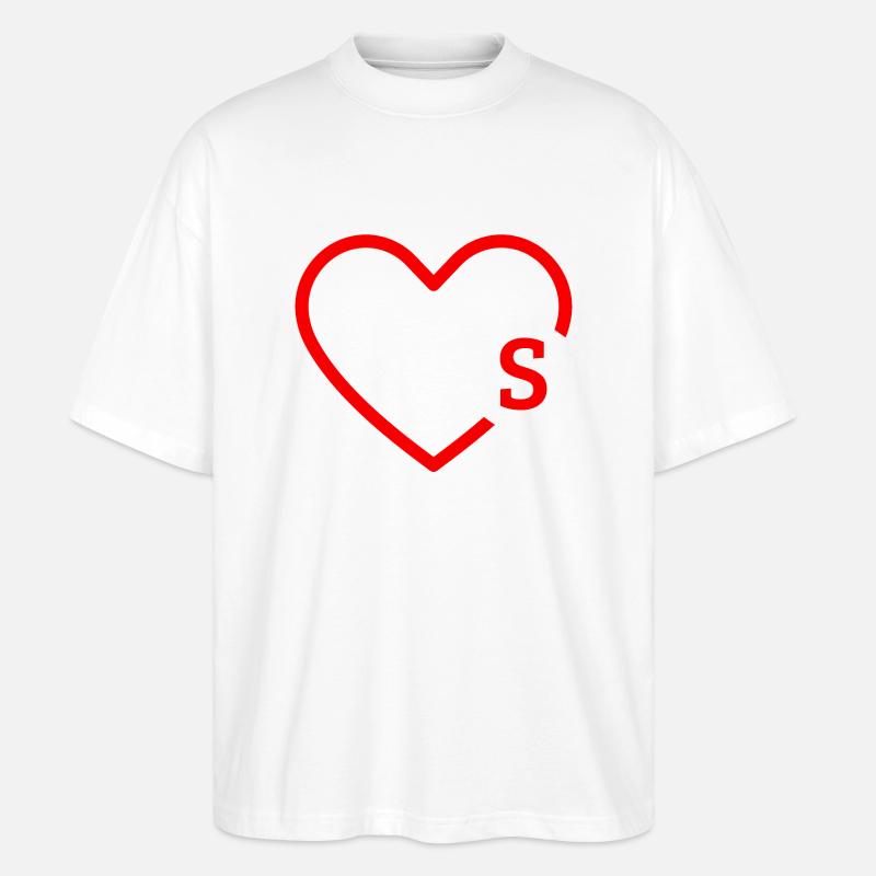 Buchstabe S Rotes Herz - Stanley/Stella Oversized Unisex Bio T-Shirt Blaster 2.0 - Weiß