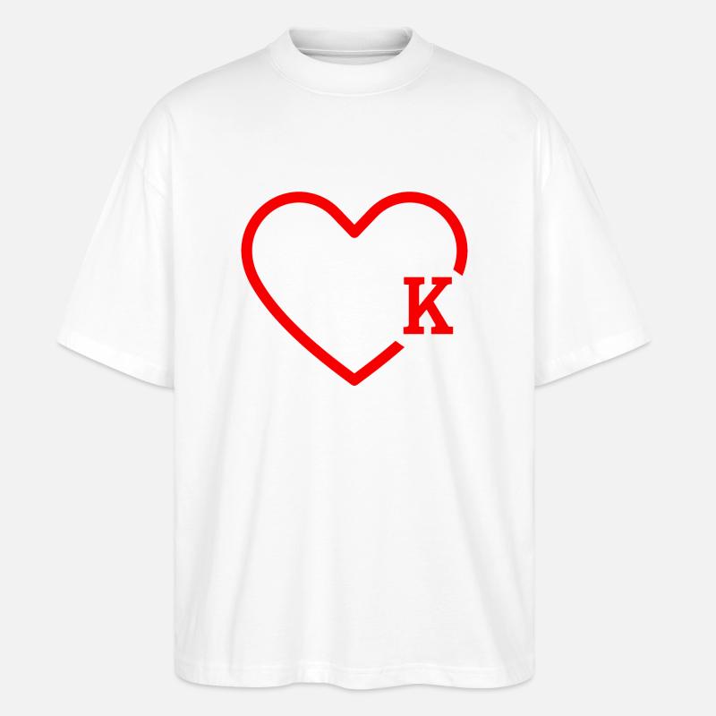 Buchstabe K Rotes Herz - Stanley/Stella Oversized Unisex Bio T-Shirt Blaster 2.0 - Weiß