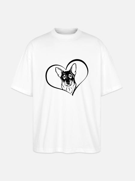Schäferhund im Herz - Stanley/Stella Oversized Unisex Bio T-Shirt Blaster 2.0 - Weiß