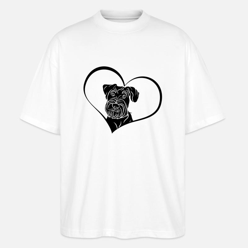 Mittelschnauzer im Herz - Stanley/Stella Oversized Unisex Bio T-Shirt Blaster 2.0 - Weiß