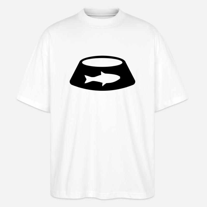Katzen Schüssel - Stanley/Stella Oversized Unisex Bio T-Shirt Blaster 2.0 - Weiß