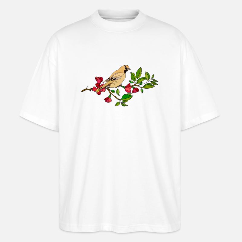 Bunter Vogel - Stanley/Stella Oversized Unisex Bio T-Shirt Blaster 2.0 - Weiß