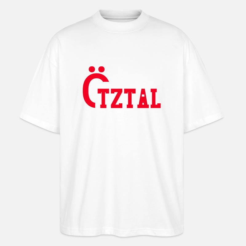 Ötztal roter Text - Stanley/Stella Oversized Unisex Bio T-Shirt Blaster 2.0 - Weiß