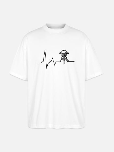 Heartbeat BBQ Grill Grilling - Stanley/Stella Oversized Unisex Organic T-shirt Blaster 2.0 - white