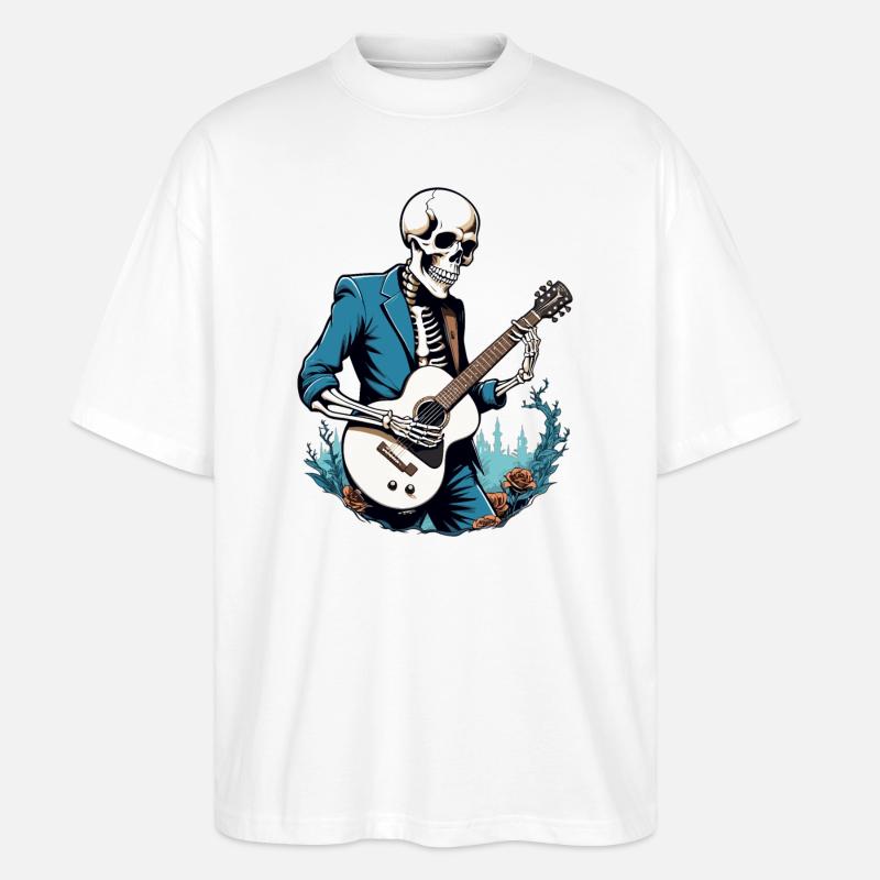 Squelette avec guitare - T-shirt bio Blaster 2.0 coupe oversize Stanley/Stella Unisexe - blanc