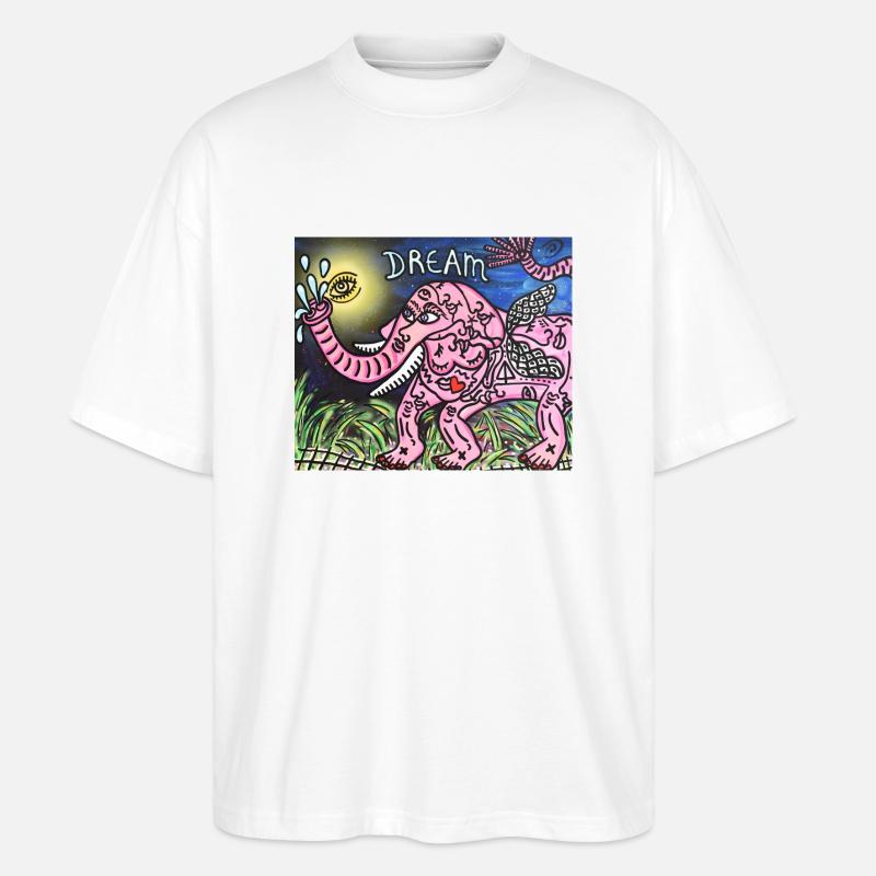 Der rosa Elefant - Stanley/Stella Oversized Unisex Bio T-Shirt Blaster 2.0 - Weiß