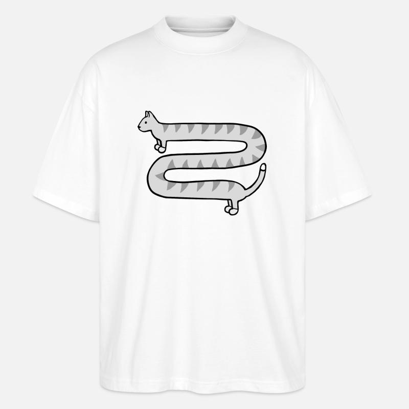 Cute long grey tabby cat - Stanley/Stella Oversized Unisex Organic T-shirt Blaster 2.0 - white
