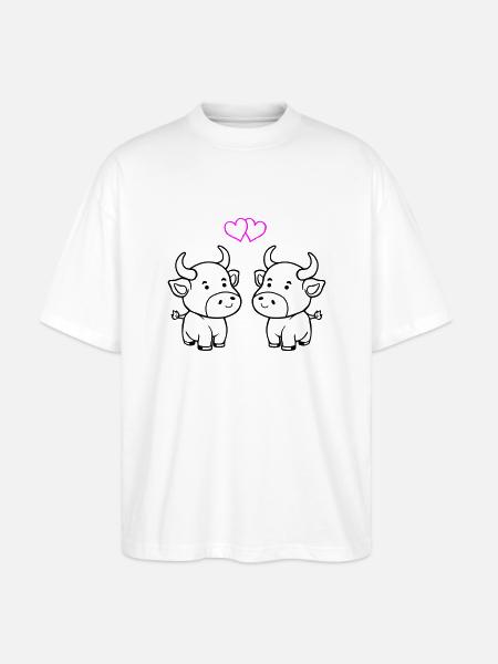 vache bébé amour - T-shirt bio Blaster 2.0 coupe oversize Stanley/Stella Unisexe - blanc