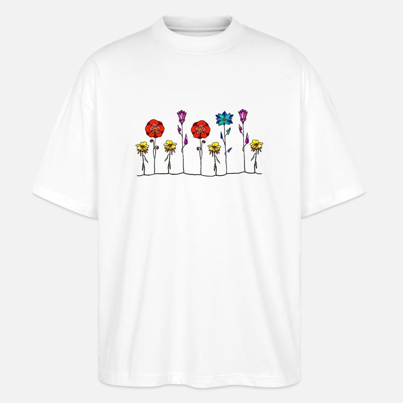 Blumen - Stanley/Stella Oversized Unisex Bio T-Shirt Blaster 2.0 - Weiß