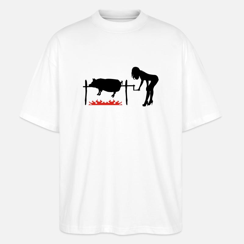 Grillschwein - Stanley/Stella Oversized Unisex Bio T-Shirt Blaster 2.0 - Weiß