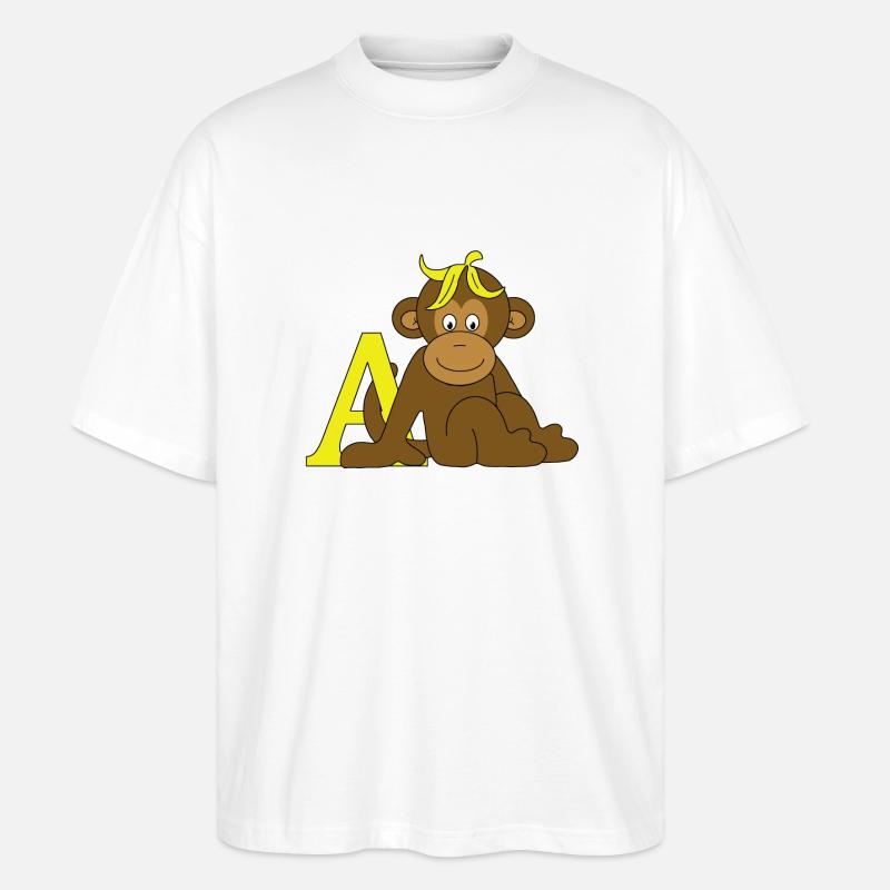 Affe mit A - Stanley/Stella Oversized Unisex Bio T-Shirt Blaster 2.0 - Weiß