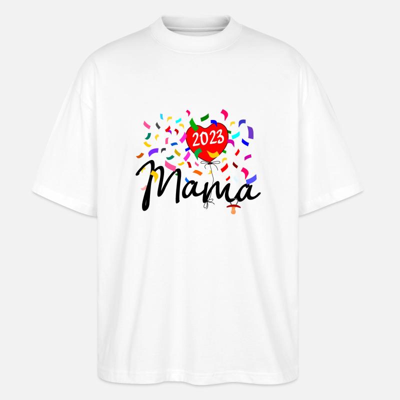 Mama 2023 Konfetti - Stanley/Stella Oversized Unisex Bio T-Shirt Blaster 2.0 - Weiß