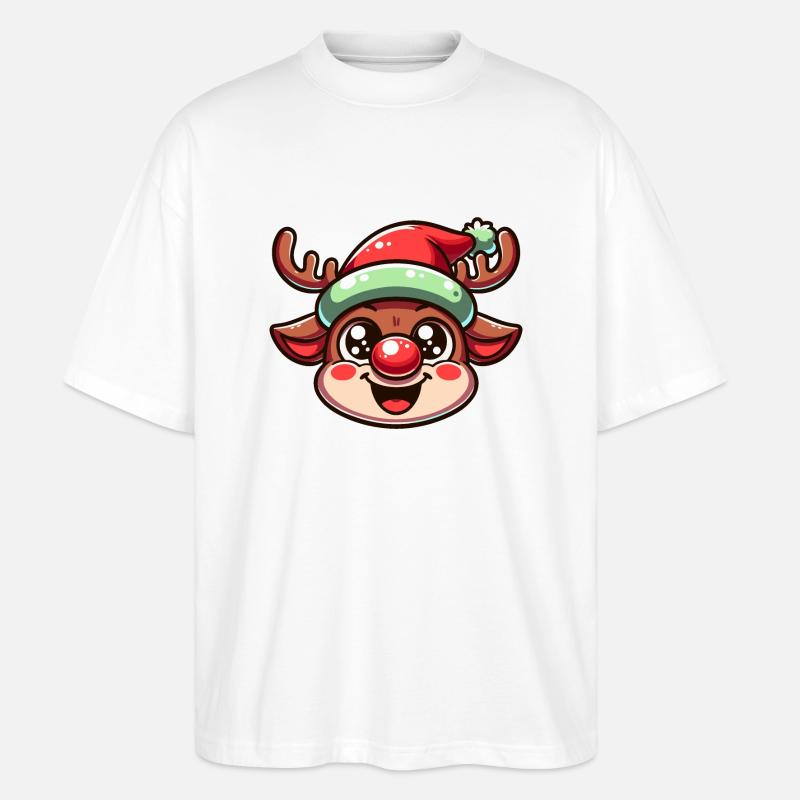 Weihnachtsrentier mit Mütze - Stanley/Stella Oversized Unisex Bio T-Shirt Blaster 2.0 - Weiß