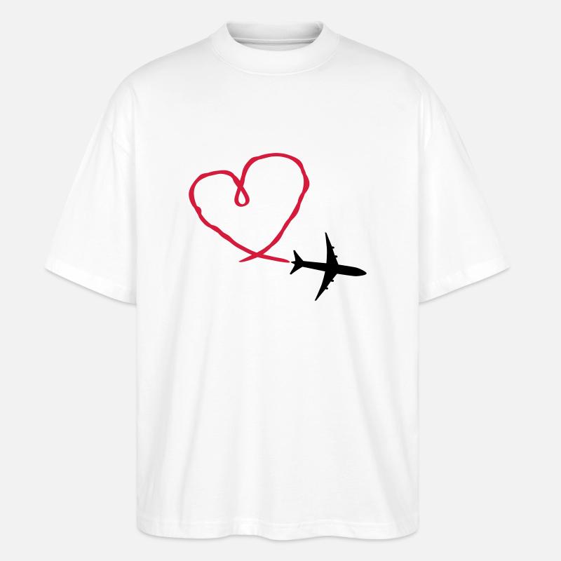 Plane Heart - Stanley/Stella Oversized Unisex Bio T-Shirt Blaster 2.0 - Weiß