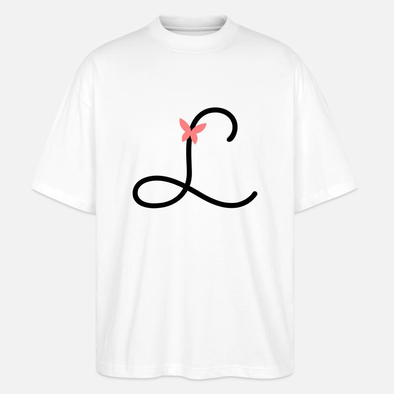 Lettre L Papillon Lettre - T-shirt bio Blaster 2.0 coupe oversize Stanley/Stella Unisexe - blanc