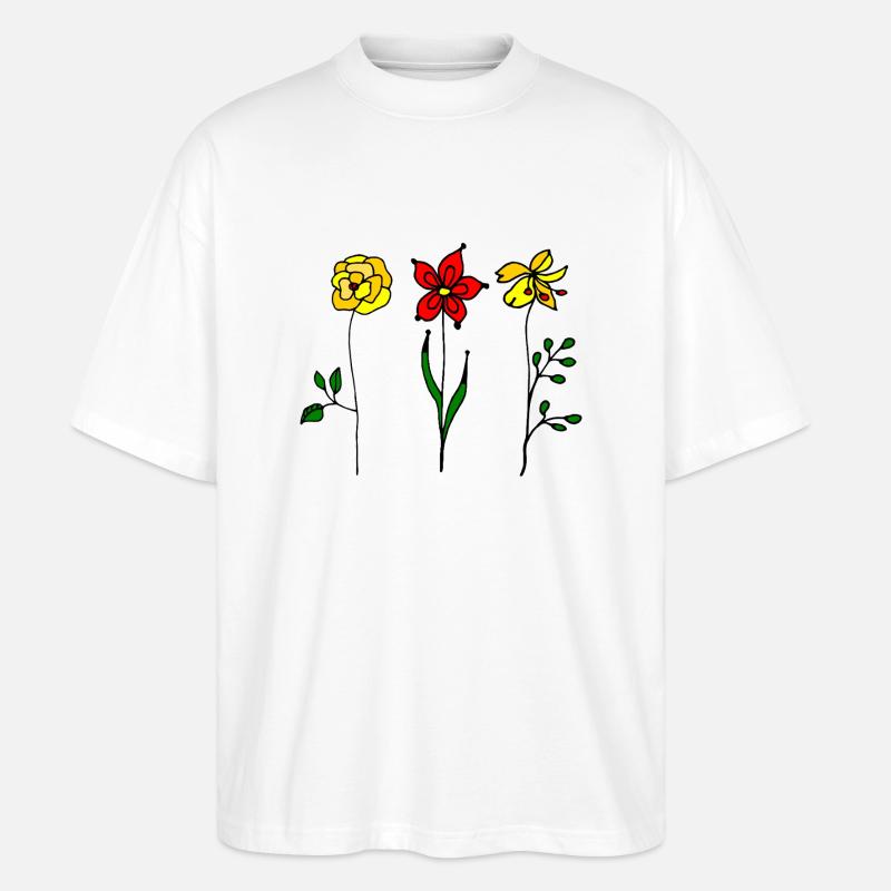 Blumen - Stanley/Stella Oversized Unisex Bio T-Shirt Blaster 2.0 - Weiß