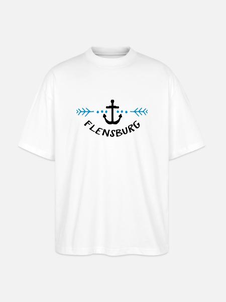 Heimat Hafen Flensburg - Stanley/Stella Oversized Unisex Bio T-Shirt Blaster 2.0 - Weiß