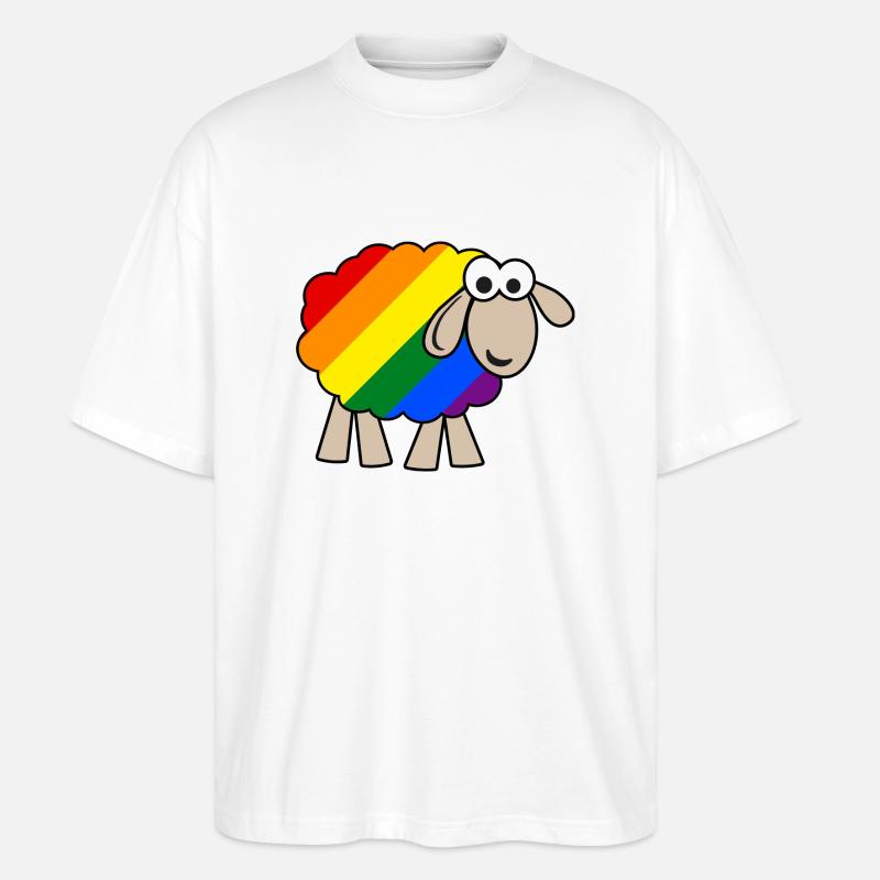 Regenbogen Schaf - Stanley/Stella Oversized Unisex Bio T-Shirt Blaster 2.0 - Weiß