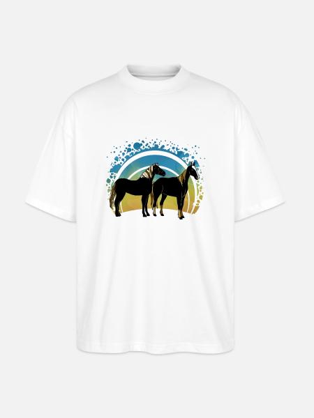Pferde - Stanley/Stella Oversized Unisex Bio T-Shirt Blaster 2.0 - Weiß