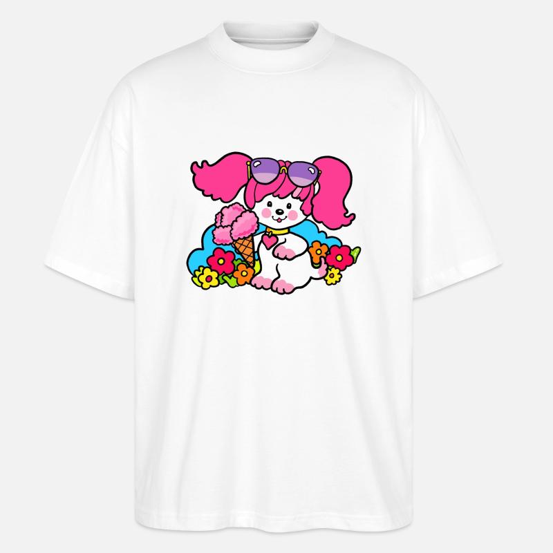 Rosa Poochie Hund - Stanley/Stella Oversized Unisex Bio T-Shirt Blaster 2.0 - Weiß