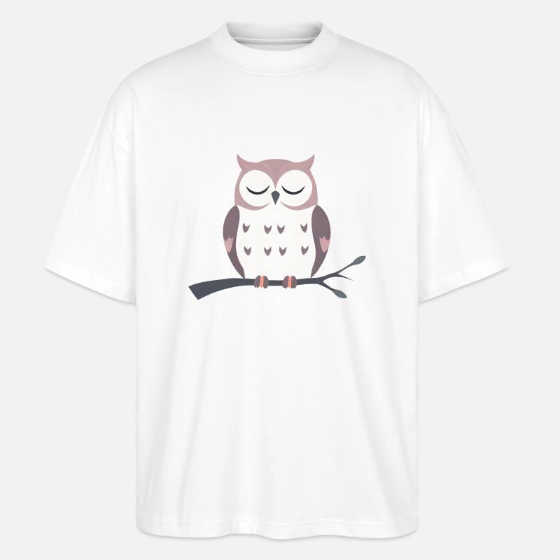 Schläfrige Eule - Stanley/Stella Oversized Unisex Bio T-Shirt Blaster 2.0 - Weiß