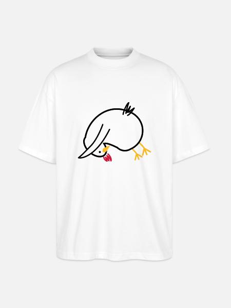 Yoga-Huhn "Hund" - Stanley/Stella Oversized Unisex Bio T-Shirt Blaster 2.0 - Weiß